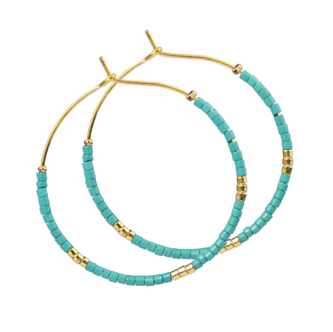Rice Bead Hoop Earring