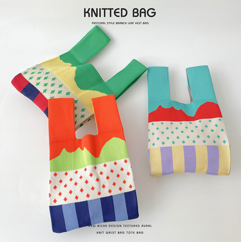 Ice Cream Color Block Knit Tote