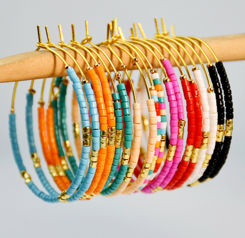 Rice Bead Hoop Earring