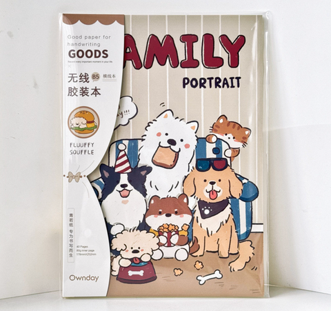 Doggy Family Portrait B5 Lined Notebook