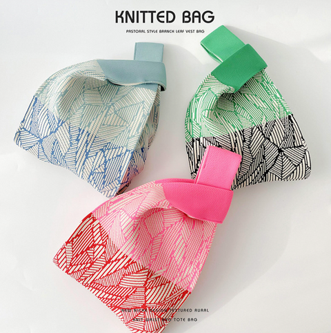Striped Leafs Knit Bags