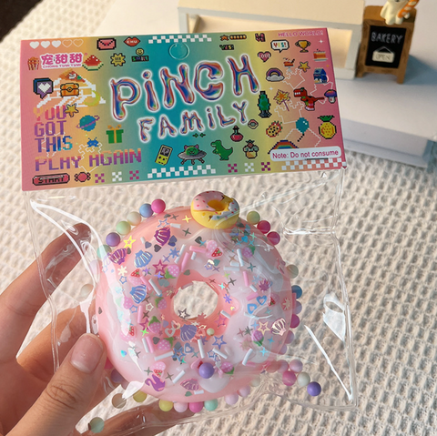 Sprinkle Pink Donut in Package Squishy