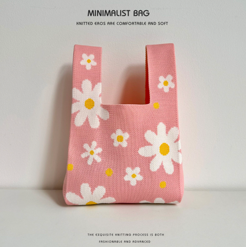 Bright Floral Knit Hand Bag