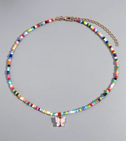 Butterfly Pearl Beaded Necklace