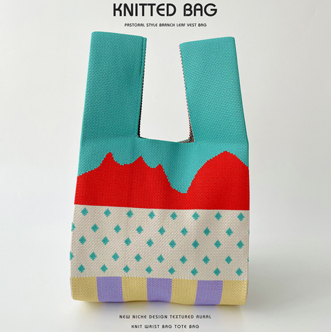 Ice Cream Color Block Knit Tote