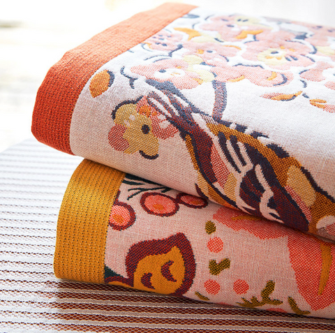 Tropic Green Flowers Cotton Towel Blanket 90*180cm