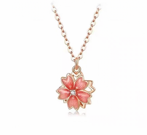 Sakura Blossom Rose Gold Necklace