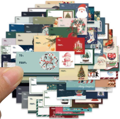 Christmas Sticker Tags 50pc Pack