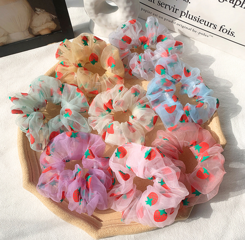 Sheer Strawberry Scrunchie