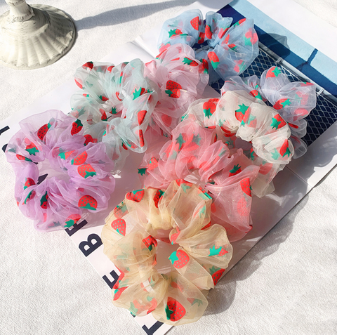 Sheer Strawberry Scrunchie