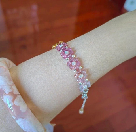 Rainbow Flower Bead Bracelet