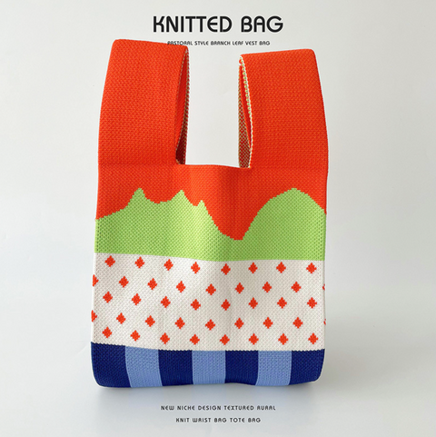 Ice Cream Color Block Knit Tote