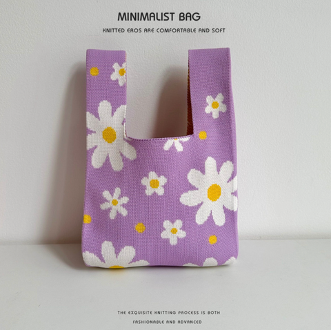 Bright Floral Knit Hand Bag