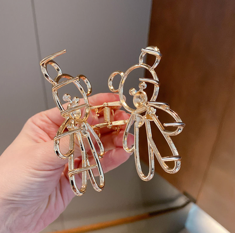 Teddy Bear Wire Hair Claw Clip