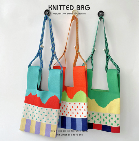 Ice Cream Color Block Knit Tote
