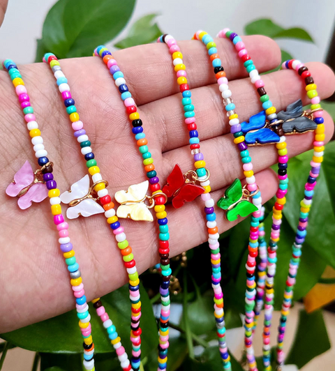 Butterfly Pearl Beaded Necklace