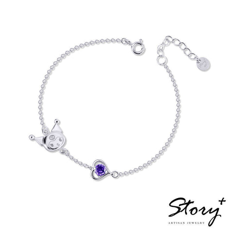 Kuromi Purple Crystal Silver Bracelet