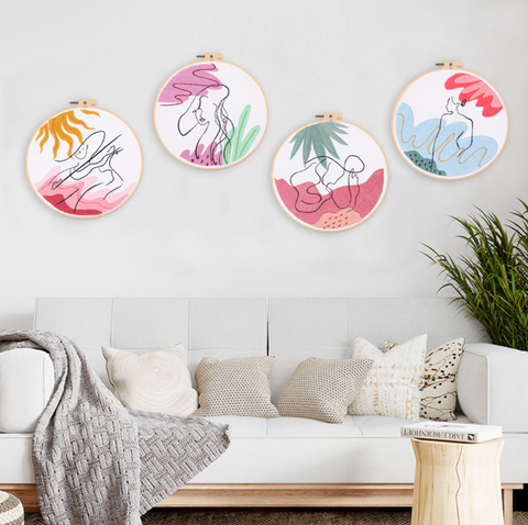 Abstract Woman Art Embroidery DIY 20cm