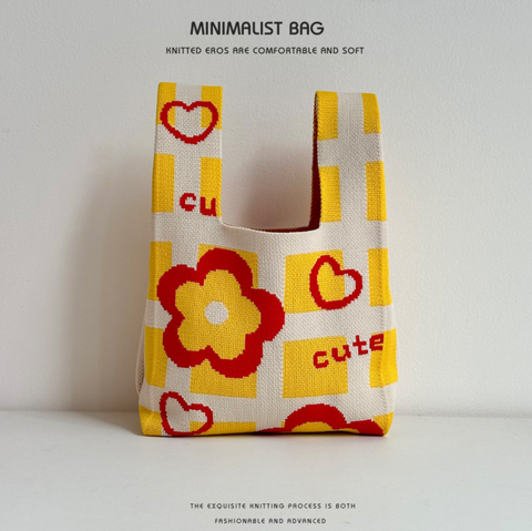 Bright Floral Knit Hand Bag