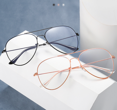 Flat Mirror Retro Glasses Anti Blue