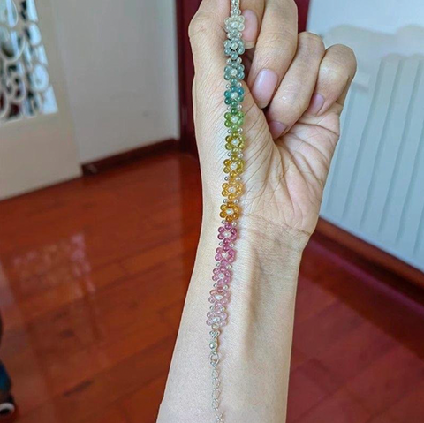 Rainbow Flower Bead Bracelet