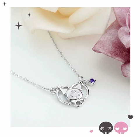 Kuromi Heart Silver Necklace