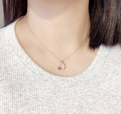 My Melody Pink Crystal Rose Gold Necklace