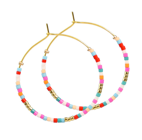 Rice Bead Hoop Earring