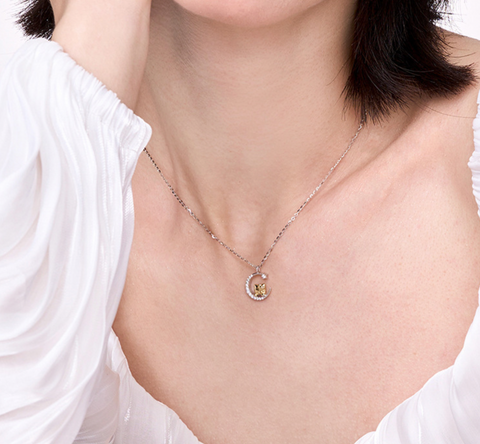 KT Gold Crescent Moon Necklace