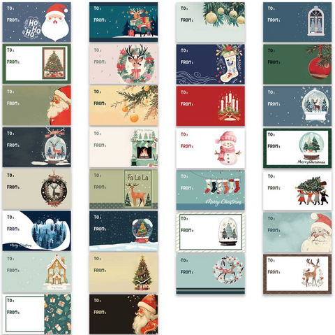 Christmas Sticker Tags 50pc Pack