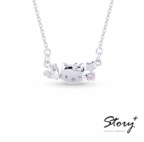 KT Pink Star Silver Necklace