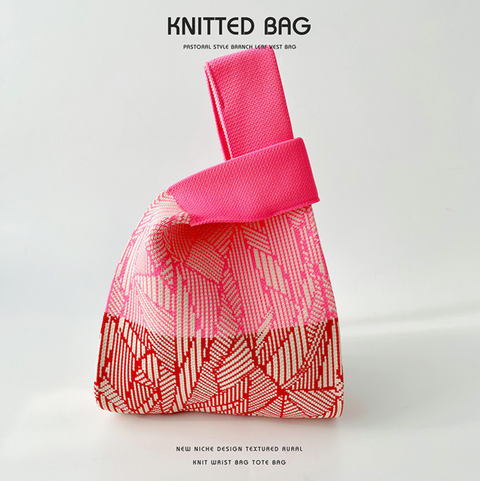 Striped Leafs Knit Bags
