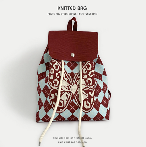 Knit Drawstring Backpack Small