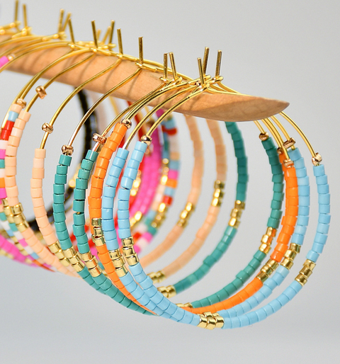 Rice Bead Hoop Earring