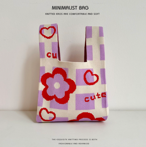 Bright Floral Knit Hand Bag