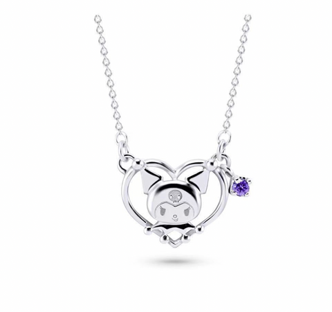 Kuromi Heart Silver Necklace