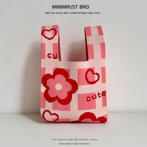 Bright Floral Knit Hand Bag