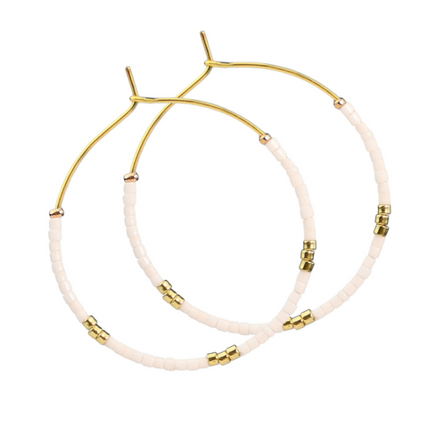 Rice Bead Hoop Earring