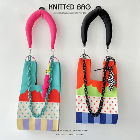 Ice Cream Color Block Knit Tote