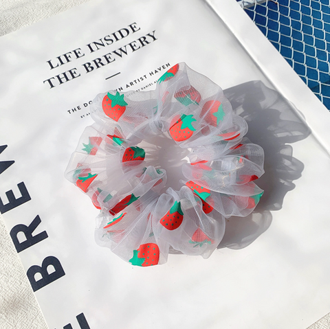Sheer Strawberry Scrunchie