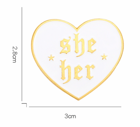 Pronoun Heart Pins