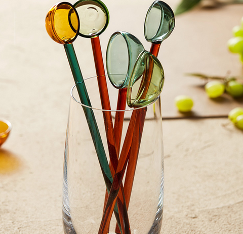 Colorful Long Glass Spoon