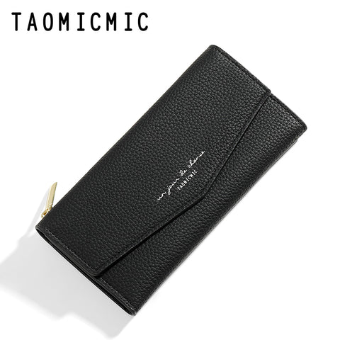 Three-Fold Leather Long Wallet