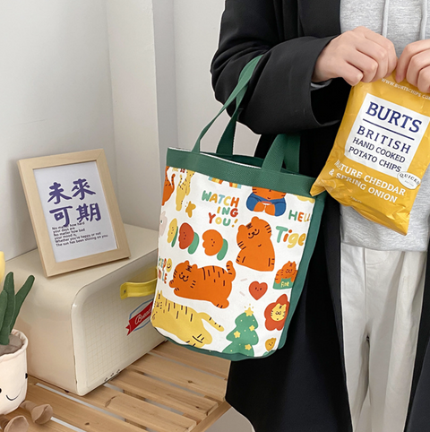 Cartoon Tiger Cylinder Tote
