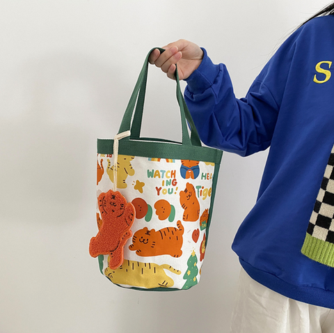Cartoon Tiger Cylinder Tote