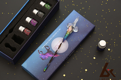 Unicorn Chrome Glass Dip Pen Set