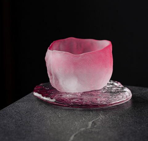 Japanese Pink Glass Cup Set