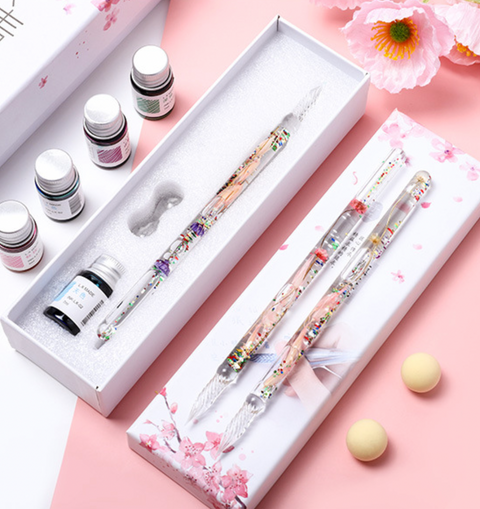 Glitter Liquid Glass Dip Pen Set