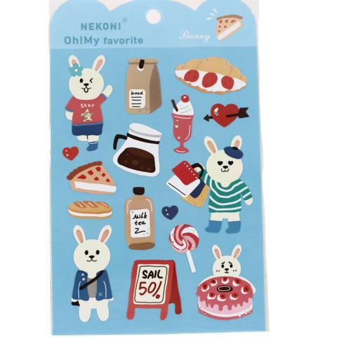 Nekoni Coffee Bunny Stickers