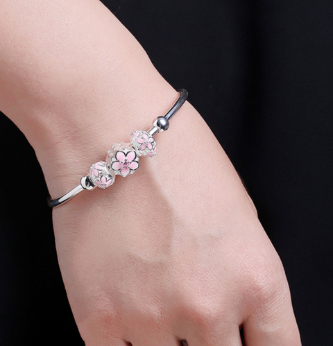 Cherry Blossom Pendent Bracelet - Pink